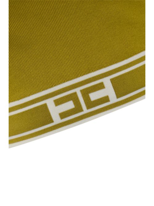 Top cropped in viscosa curry con bande logo Elisabetta Franchi | TK39S51E2DK7